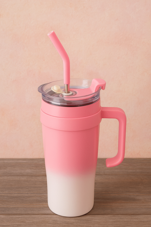 Gatimaan 1200 ML Sipper Tumbler with Steel Straw (PINK)