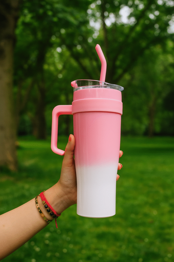 Gatimaan 1200 ML Sipper Tumbler with Steel Straw (PINK) - Image 4